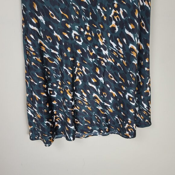 Express Leopard Print Satin Midi High Rise Skirt - Picture 4 of 10